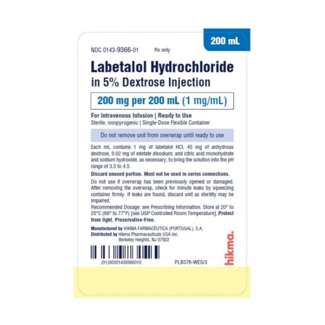 Labetalol And Dextrose 5  Injection   Flexible Container   1 Ml   Ml   10 X 200 Ml