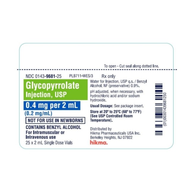 Glycopyrrolate Injection   Single Dose Vial   0 2 Mg   Ml   25 X 2 Ml