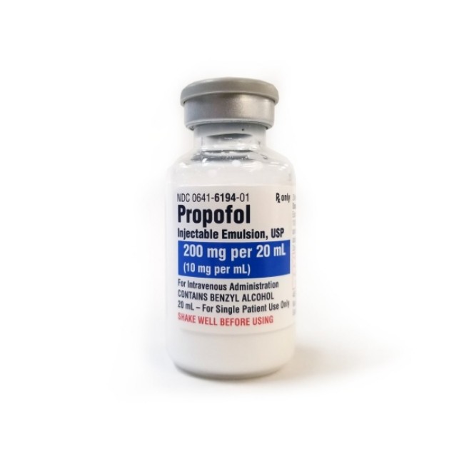 Injections  Propofol Injection   Single Dose Vial   10 Mg Ml   20 X 50 Ml