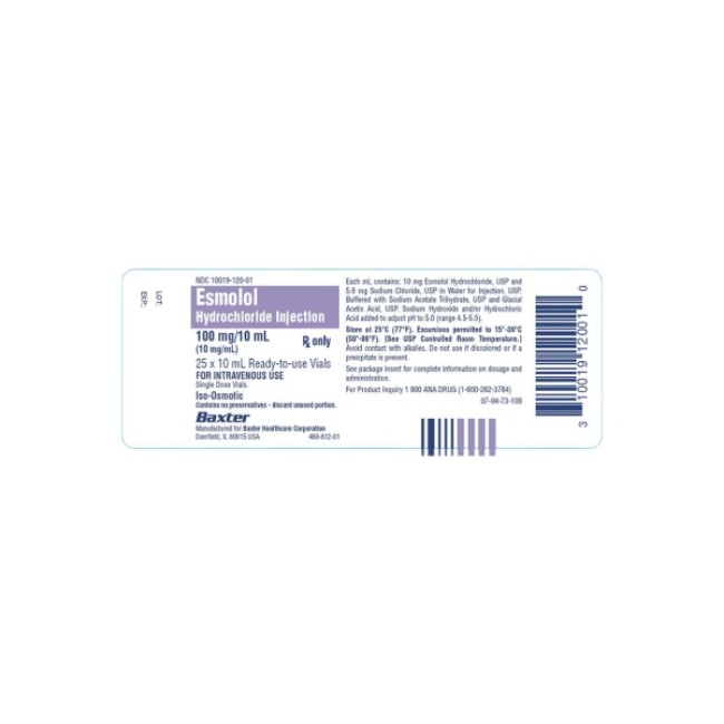 Injections  Esmolol Hcl Injection   10Mg Ml   Single Dose Vial   25 X 10Ml