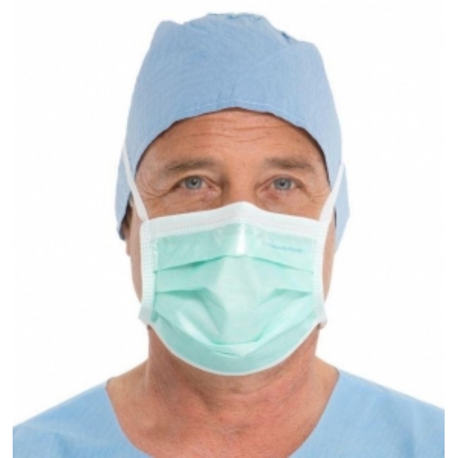 Mask   Face Surgical Anti Fog Standard Tape Green