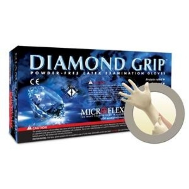 Glove   Exam Diamond Grip Plus Latex Pf Textured Med