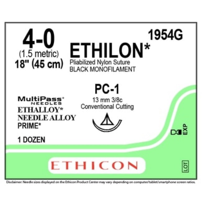 Suture   Ethilon Mono Black 4 0 18 Pc1