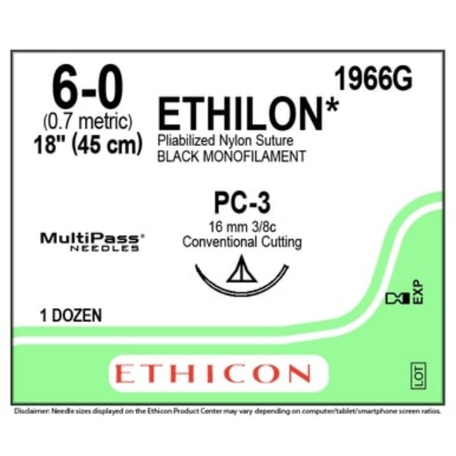 Suture   Ethilon Mono Black 6 0  18 Pc3
