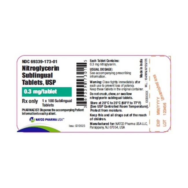 Nitroglycerin 0 3Mg Sl Tab 100