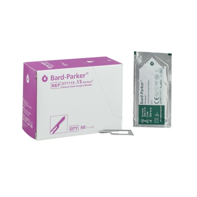 Rib Back Carbon Steel Blade  Sterile  Size 15  50 bx 3bx cs  US Only 