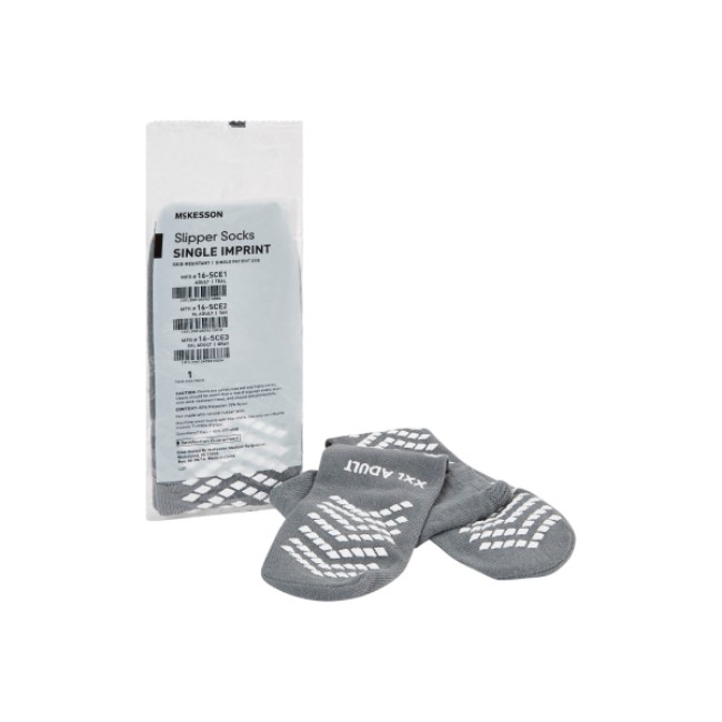 Slipper Socks Mckesson Unisex Adult 2X Large Single Tread Single Patient Use Gray