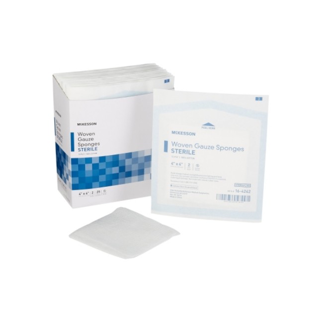 Nonwoven Sponge Mckesson 4 X 4 Inch 12 Ply Sterile 2 Per Pack