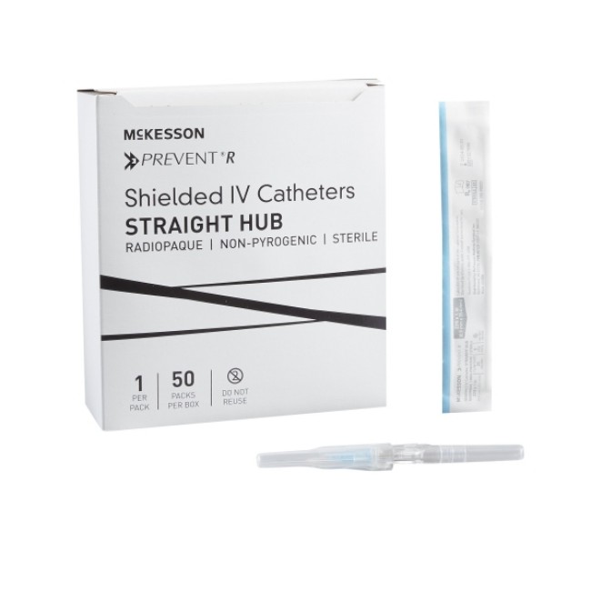 Peripheral Iv Catheter Mckesson Prevent  R 22 Gauge 1 Inch Straight Hub Non Blood Control Push Button Safety