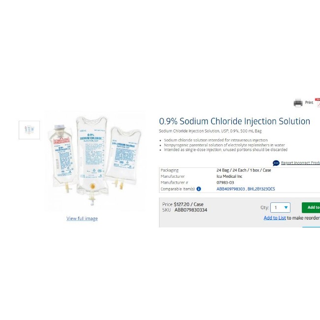 Sodium Chloride Injection Solution   Usp   0 9   500 Ml Bag