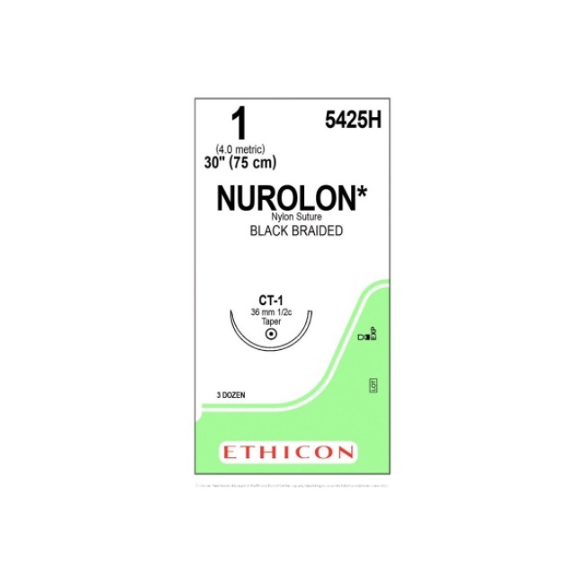 Sutures  Nurolon Suture   30   Black   Ct 1 Needle   Size 1