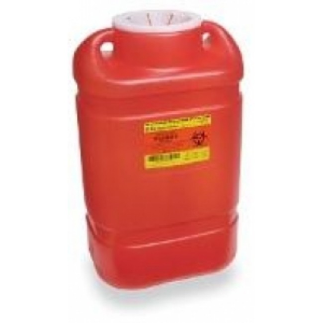Red Multiuse 1 Piece Sharps Collector With Hinge Cap   5 Gallon   18  X 10 5  X 7 5 