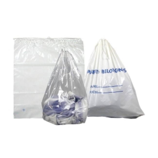 Bag   Patient Belonging White Drawstring Plastic 20X20