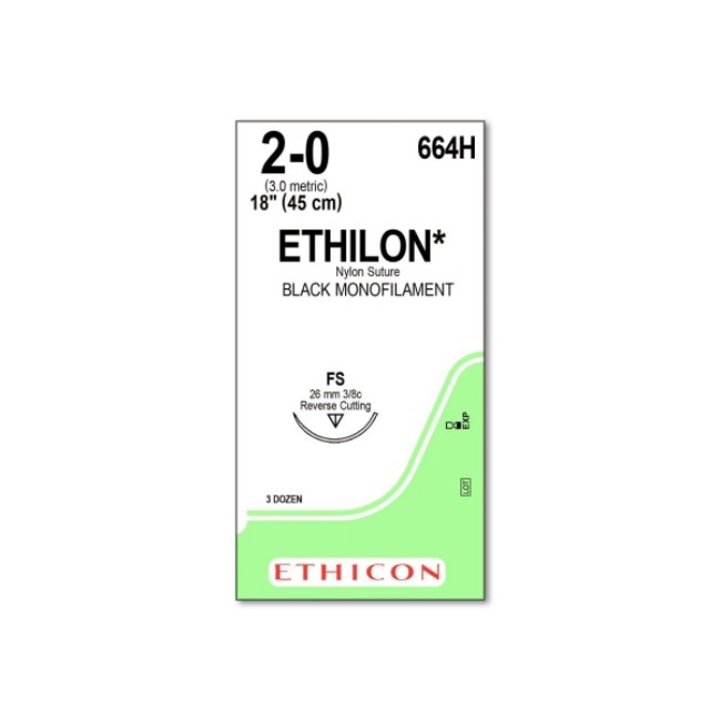 Suture  Black Ethilon 2 0 Fs 18  Suture