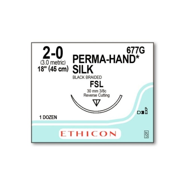 Sutures  Perma Hand Suture   Black   Size 2 0   18   Fsl Needle