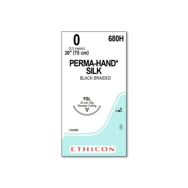 Sutures  Perma Hand Suture   Black   Size 0   30   Fsl Needle