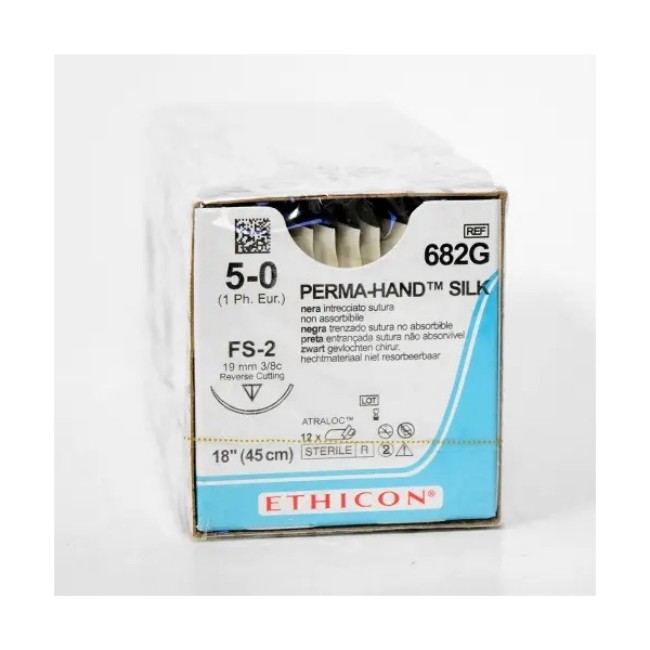 Sutures  Perma Hand Suture   Black   Size 5 0   18   Fs 2 Needle