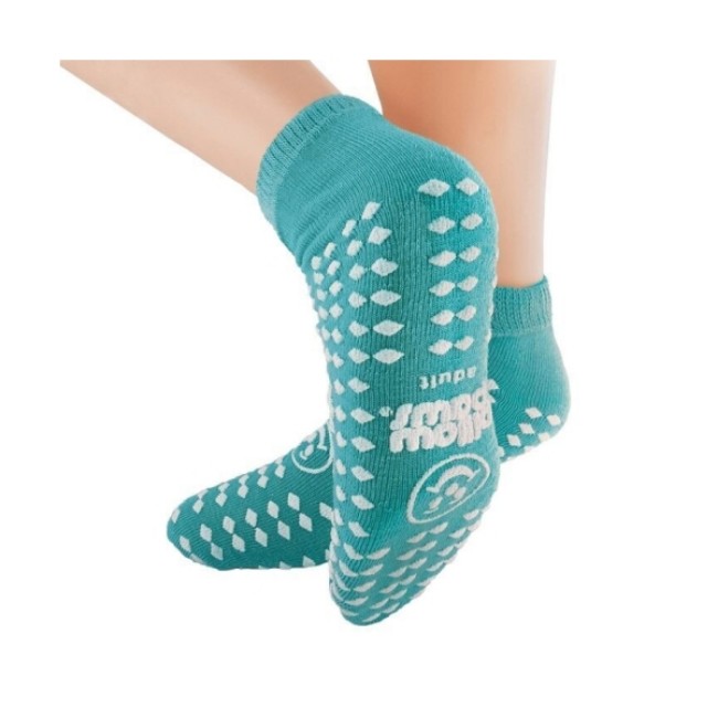 Pillow Paws Double Imprint Terries Slipper Socks   Adult 5 7   Teal