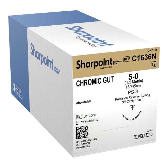 Suture   Chromic Gut 5 0  1X18 Ps 3