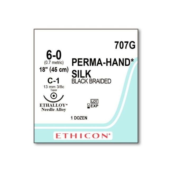 Sutures  Perma Hand Suture   Black   Size 6 0   18   C 1 Needle