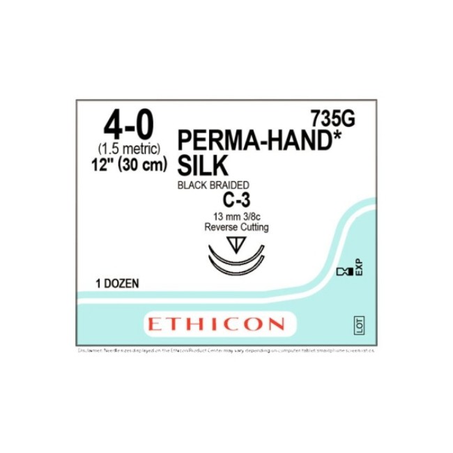 Sutures  Perma Hand Suture   Black   Size 4 0   12   C 3 Needle