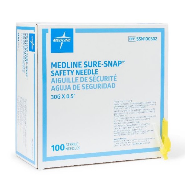 Needles  Sure Snap Hypodermic Safety Needle   30G X 0 5