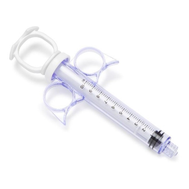 Thumb Ring Plunger Style Control Syringe With Narrow Barrel And Fixed Male Luer Lock Fitting   10 Ml