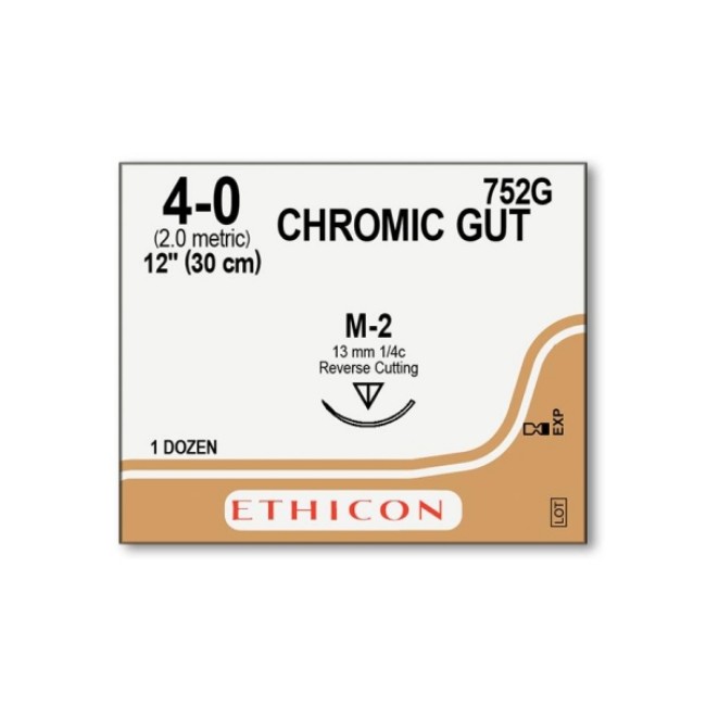 Suture   Chromic Gut  Brown Absorbable Chromic Gut 4 0 M 2 12  Suture