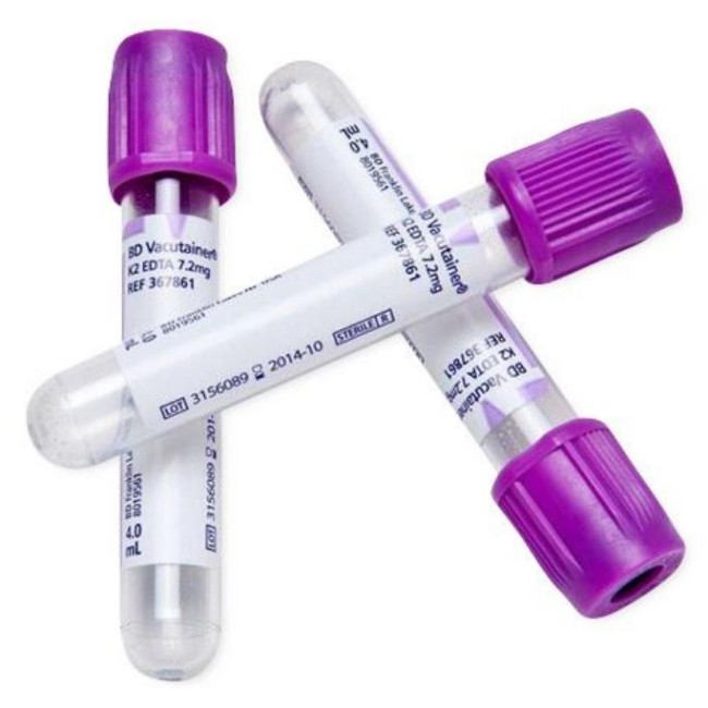 Vacutainer Blood Collection Tube With K3 Edta   Glass   Sterile   Lavender Closure   13 X 100 Mm   7 Ml   6 Mg