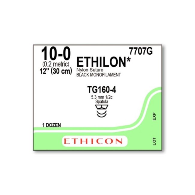 Sutures  Ethilon Monofilament Suture   Black   12   Size 10 0   Tg160 4 Needle