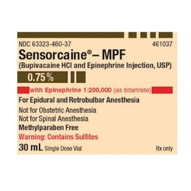 Sensorcaine Mpf 0 5    Epinephrine Injection   200K   Single Dose Vial   25 X 10 Ml