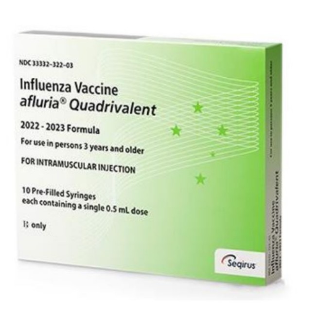 Afluria Quadrivalent Influenza Vaccine   2022 To 2023   Prefilled Syringe   0 5 Ml   10 Box