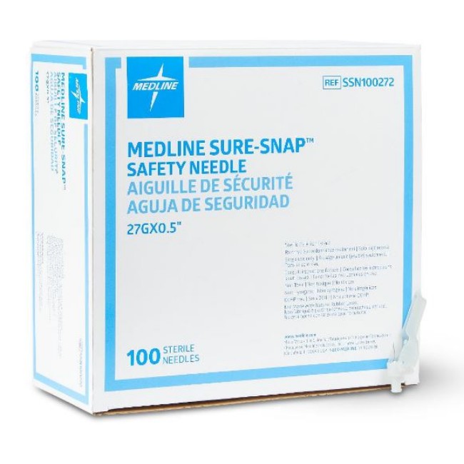 Needles  Sure Snap Hypodermic Safety Needle   27G X 0 5