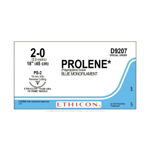 Prolene Monofilament Suture   Blue   Size 2 0   18   Ps 2 Needle