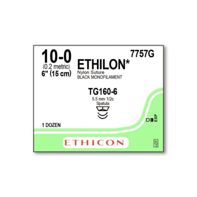 Sutures  Ethilon Monofilament Suture   Black   6   Size 10 0   Tg160 6 Needle