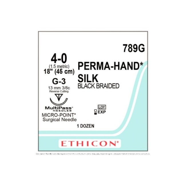 Sutures  Perma Hand Suture   Black   Size 4 0   18   P 3 Needle