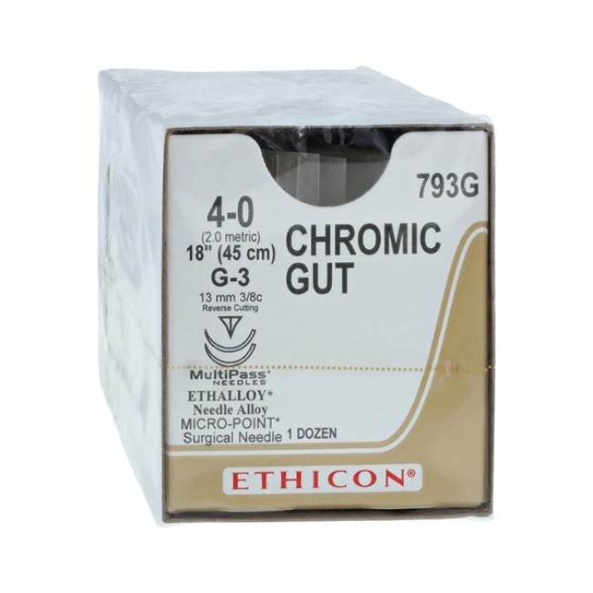 Sutures  Chromic Gut Suture   G 3   Size 4 0   18 