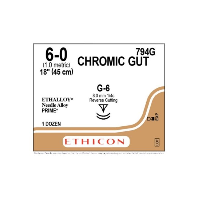 Sutures  Chromic Gut Suture   G 6   Size 6 0   18 