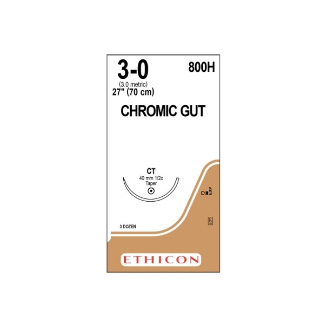 Sutures  Chromic Gut Absorbable Suture   Taper Point   Size 3 0   27   Ct Needle