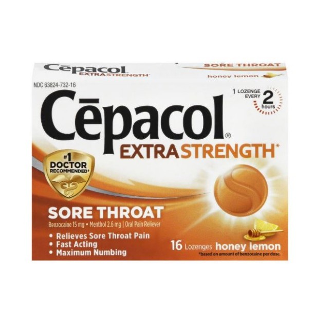 Throat Lozenges   Cepacol   Extra Strength   Honey Lemon   16 Box