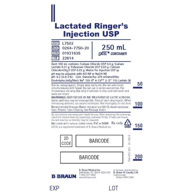 Lactated Ringer 250mL