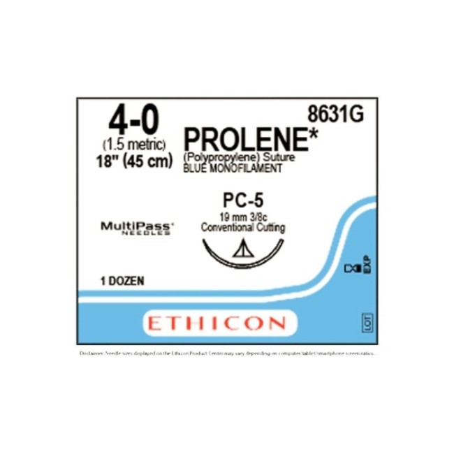 Sutures  Prolene Monofilament Suture   Blue   Size 4 0   18   Pc 5 Needle