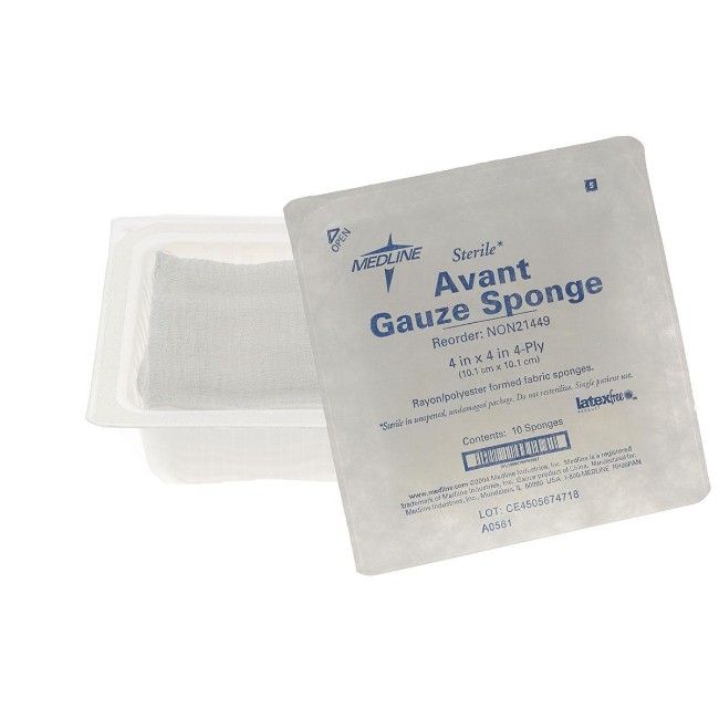 Sponge   Gauze Poly Rayon Sterile 4 Ply 4X4 10Tray