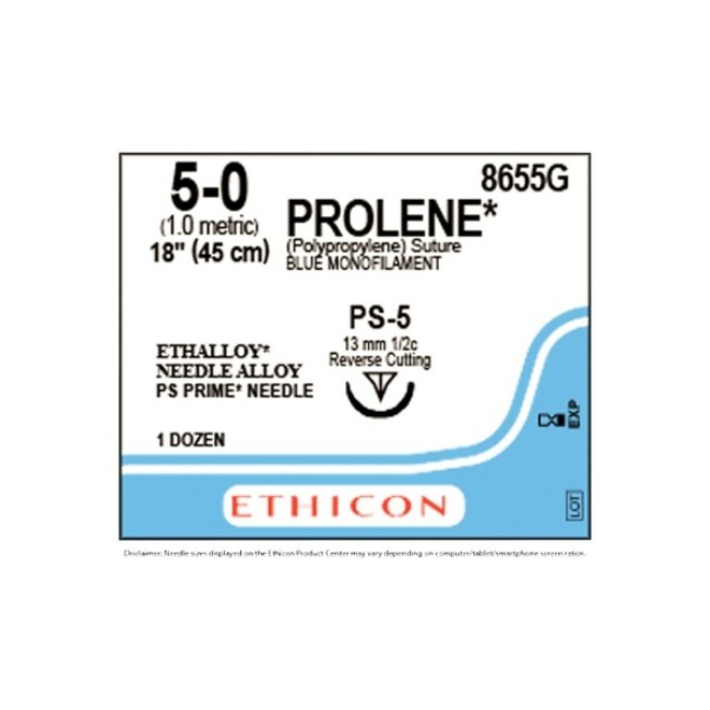 Sutures  Prolene Monofilament Suture   Blue   Size 5 0   18   Single Armed Ps 5 Needle