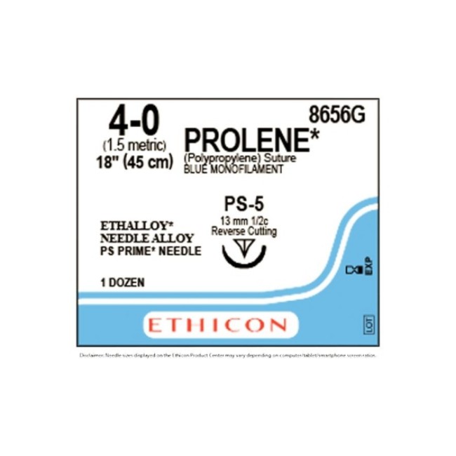 Sutures  Prolene Monofilament Suture   Blue   Size 4 0   18   Single Armed Ps 5 Needle