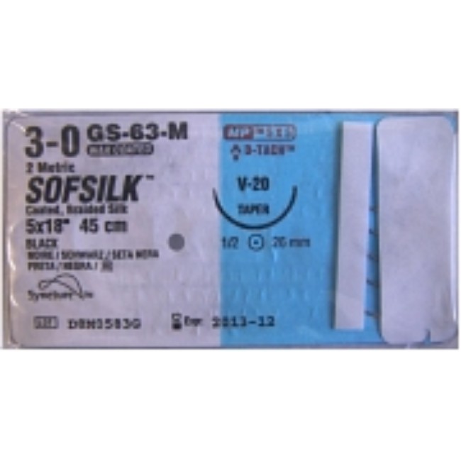 Sofsilk Suture   Black   Size 5 0   18   P 13 Needle