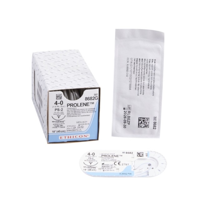 Sutures  Prolene Monofilament Suture   Blue   Size 4 0   18   Single Armed Ps 2 Needle