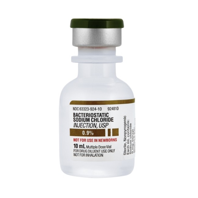 Diluent Bacteriostatic Sodium Chloride 0 9  Injection Multiple Dose Vial 10 mL