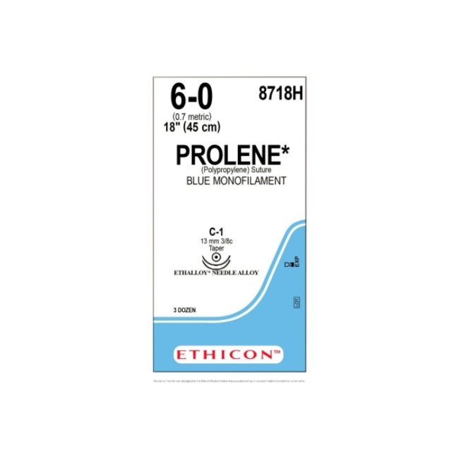 Sutures  Prolene Monofilament Suture   Blue   Size 6 0   18   Double Armed C 1 Needle