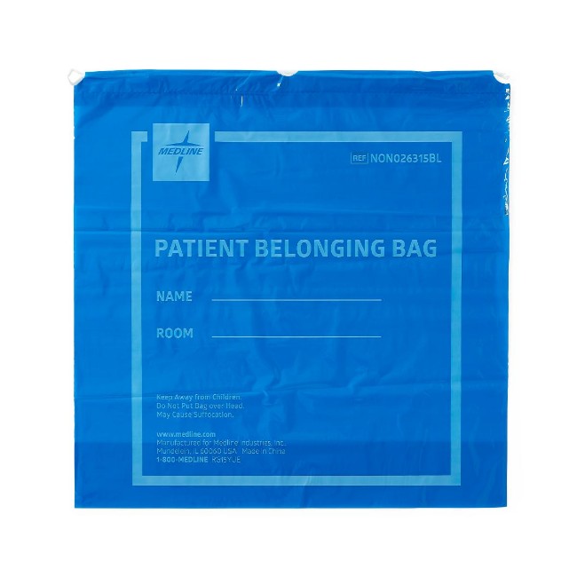 Bag   Patient Belonging Blue Drawstring Plastic 20X20